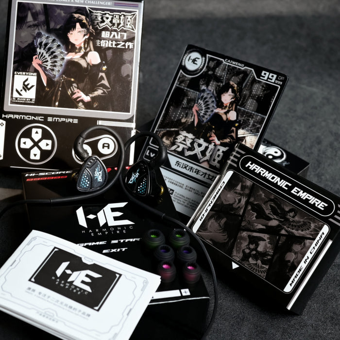 HE Cai Wenji Black Single Dynamic Driver Wired In-Ear Headphones