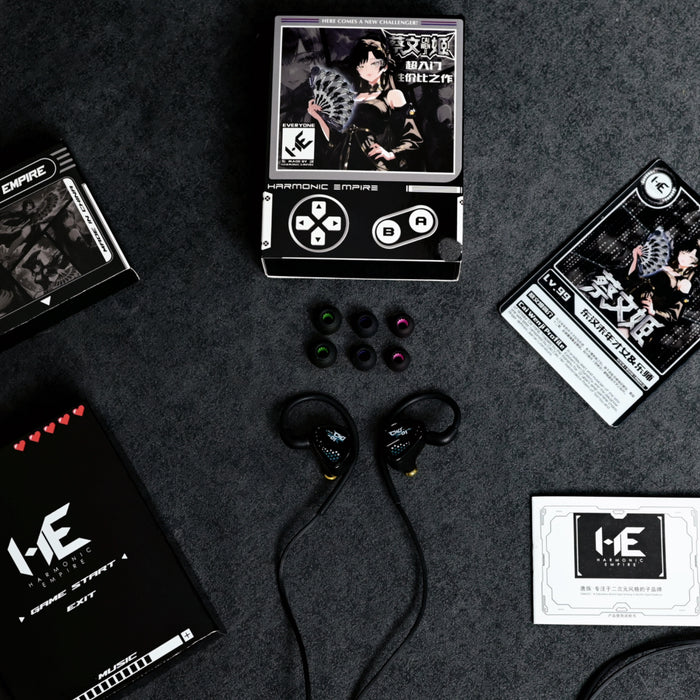 HE Cai Wenji Black Single Dynamic Driver Wired In-Ear Headphones