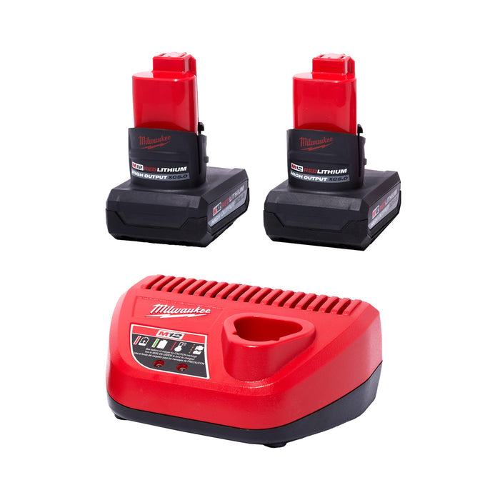 Open Box -  M12 12V Lithium-Ion XC High Output 5.0 Ah Battery Pack (2-Pack) Starter Kit with Charger