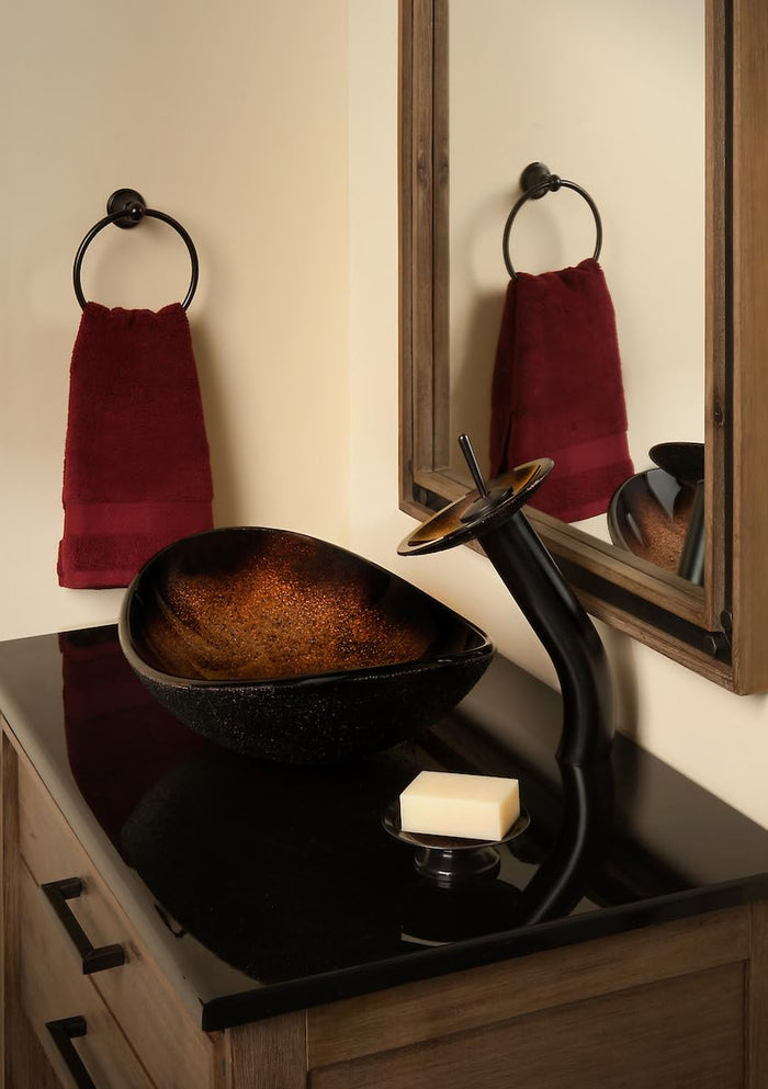 Open Box - Miseno MNO-G1308800-ORB Oval 21-1/2" Tempered Glass Vessel Bathroom Sink