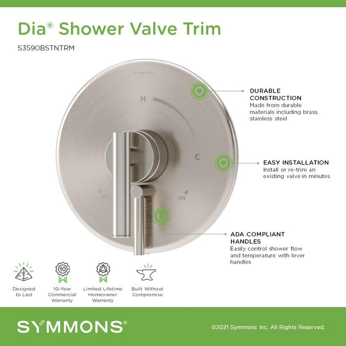 Open Box - Symmons S3590BTRM - Volume Control Trims Showers